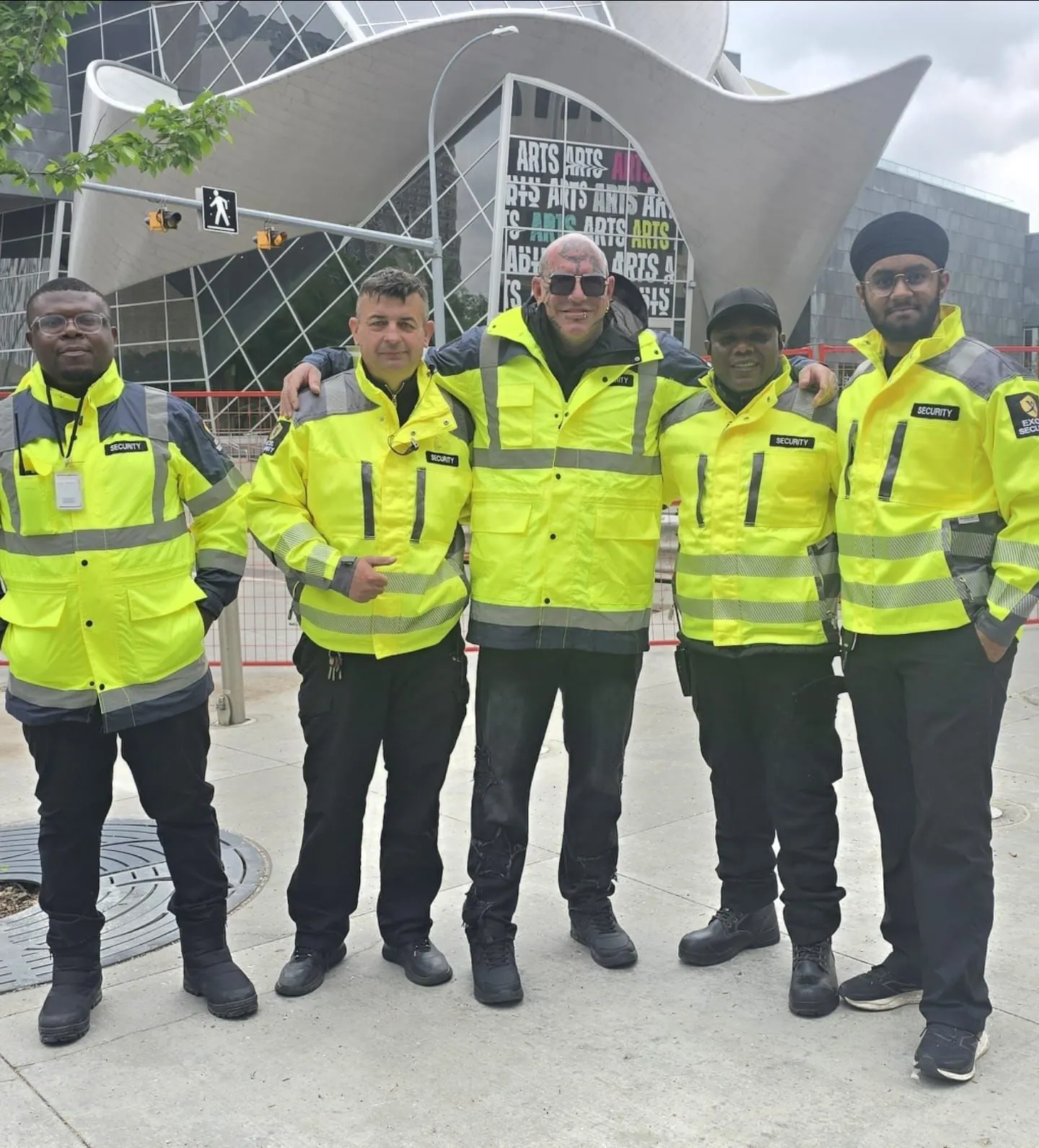 Five Excel Security officers in uniform at the Art Gallery of Alberta, Edmonton