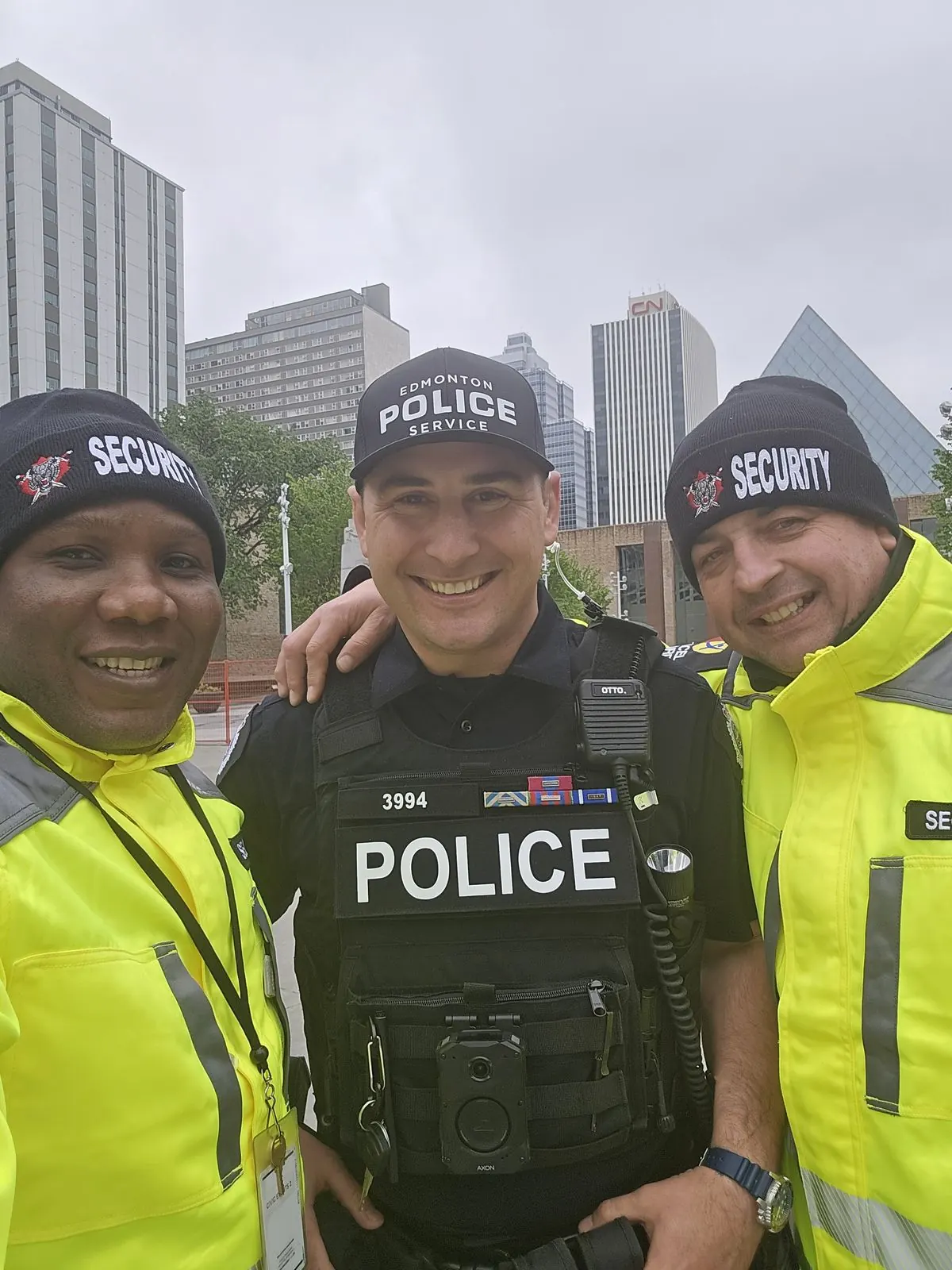 Ernest and an officer with Edmonton Police Service
